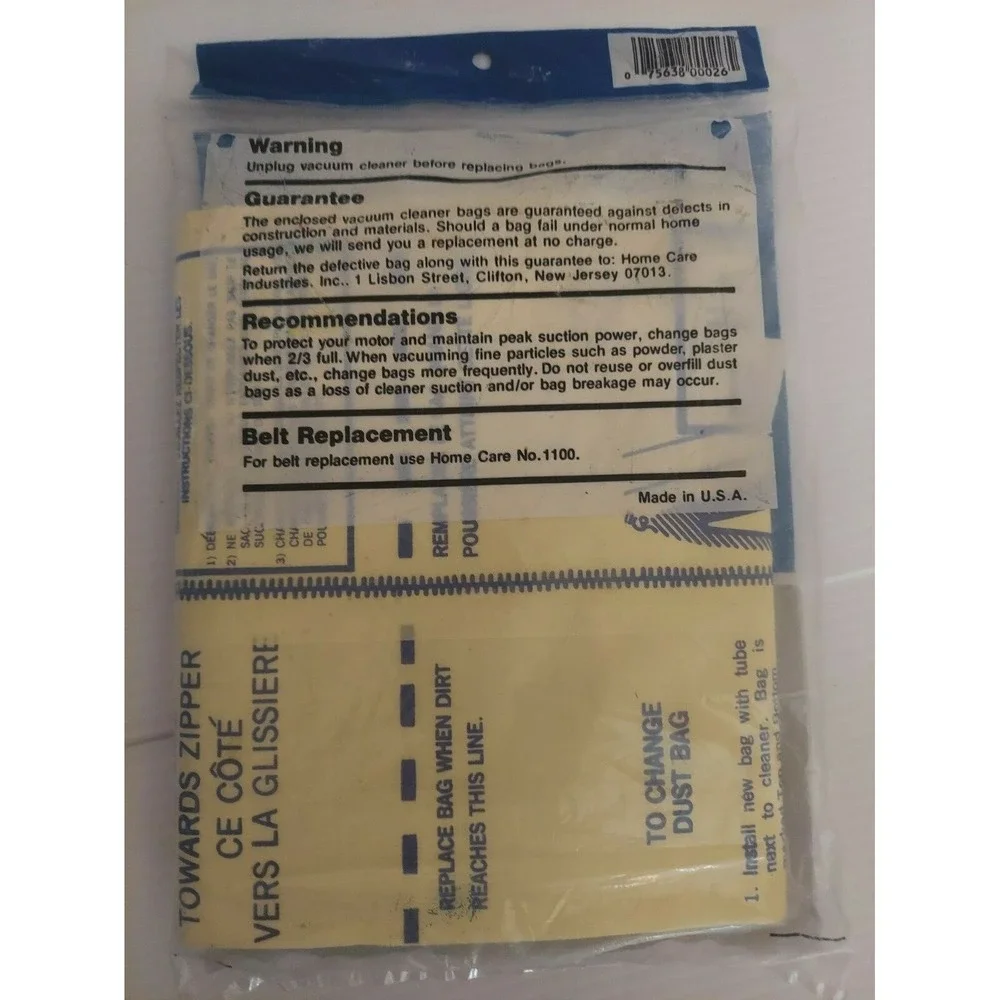 NEW Home Care Eureka Upright Style F & G Disposable Vacuum Cleaner Bag Pack of 2